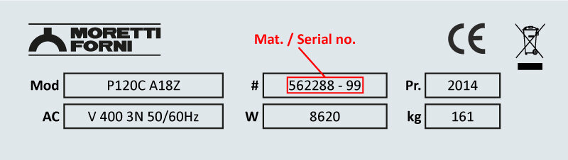 matricola etichetta forno r02